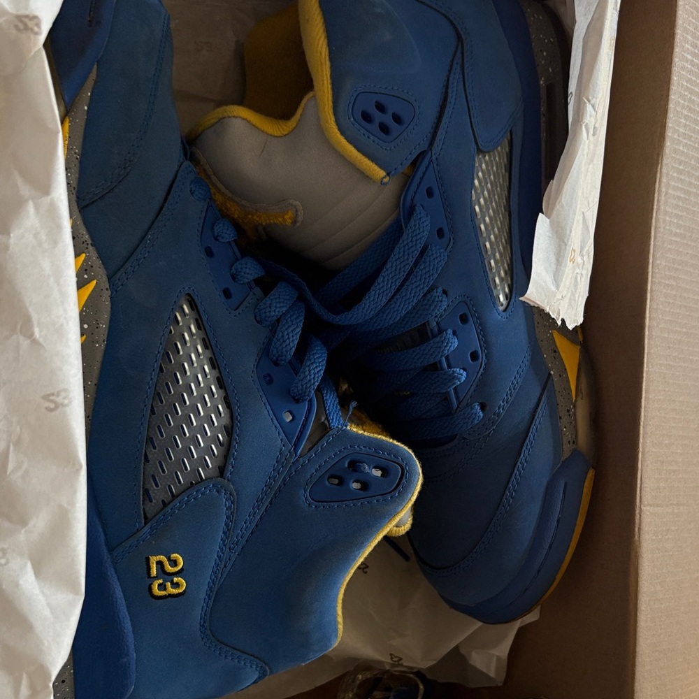 Jordan Blue and Yellow Sneakers